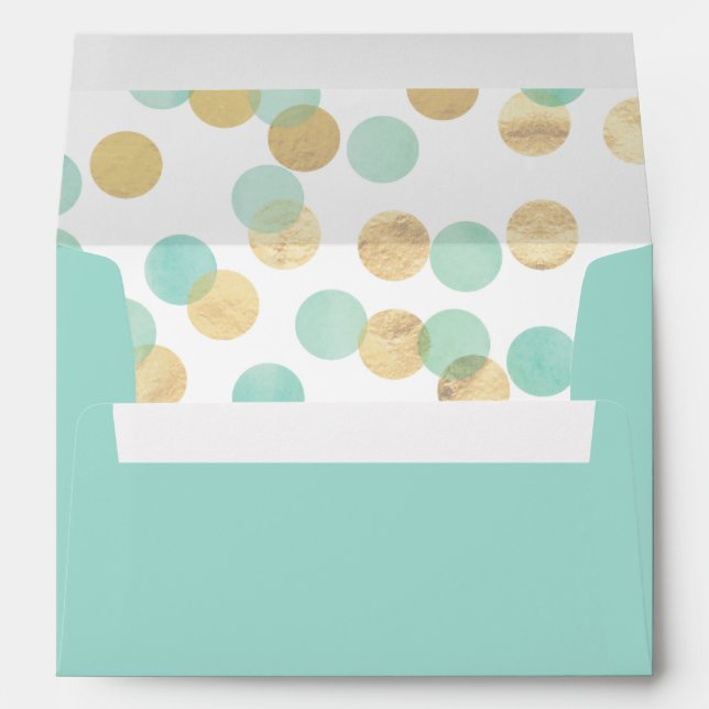 Modern Mint & Gold Yellow Holidays Personalized Envelopes (Back (Bottom))