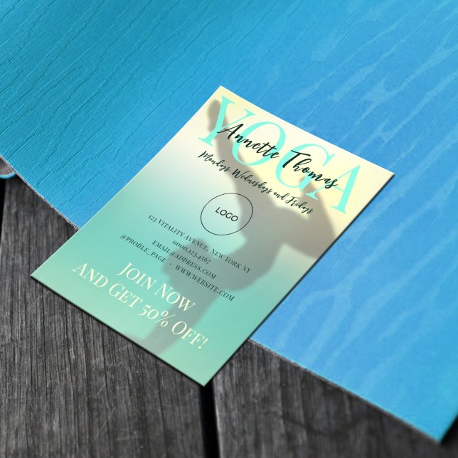 Modern mint gradient yoga position flyer (Creator Uploaded)