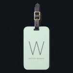 Modern mint green and grey minimalist monogram luggage tag<br><div class="desc">Modern mint green and grey minimalist monogram luggage tag</div>