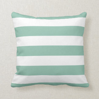 Modern Mint Green and White Stripes Throw Pillow