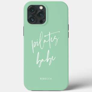 Modern Mint Green Calligraphy Workout Gym Pilates iPhone 13 Pro Max Case