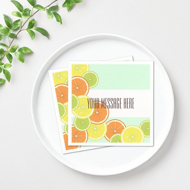 Modern Mint Green Citrus Fruit Slices Paper Napkin (Creator Uploaded)