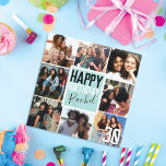 Modern Mint Green Friends Photo Collage Birthday Card<br><div class="desc">This modern and fun birthday card is perfect for your friend or family member. It features an eight photo collage grid, bold font, handwritten signature typography, and a special message to the birthday girl with her age displayed proudly. (The age can be changed to any number.) The colour scheme includes...</div>