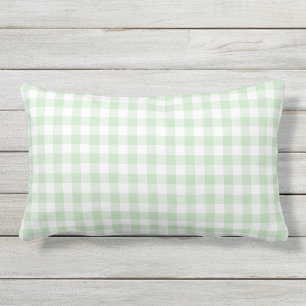 Modern Mint Green Gingham Pattern Check Lumbar Pillow
