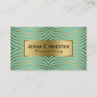 Modern Mint-Green & Gold Zebra Stripes Pattern