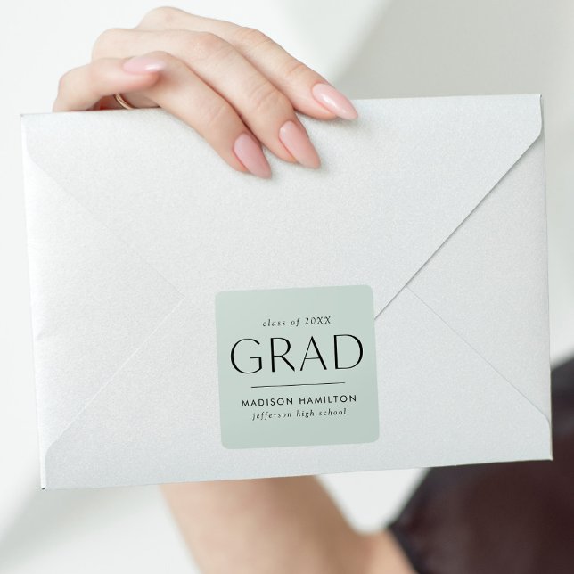 Modern Mint Green Graduation Square Sticker (Creator Uploaded)