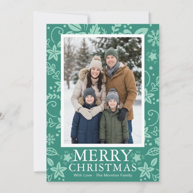 Modern Mint Green Photo Christmas Holiday Card (Front)