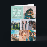 Modern mint green photos collage grid 21 birthday card<br><div class="desc">Cool modern mint green photos collage grid 21 birthday ,  add 8 of your friends favourite photo with a modern and cool elegant script font typography. Add your message inside.</div>