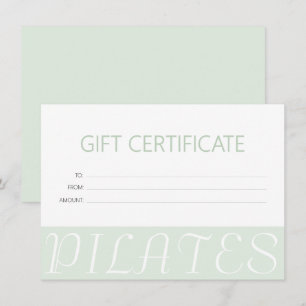 Modern Mint Green Pilates Gift Certificate