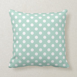 Modern Mint Green Polkadot Pattern Throw Pillow