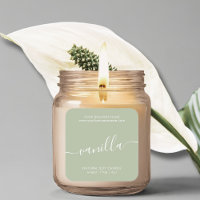 Modern mint green script candle product label