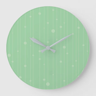 Modern mint green stripes and dots design large clock