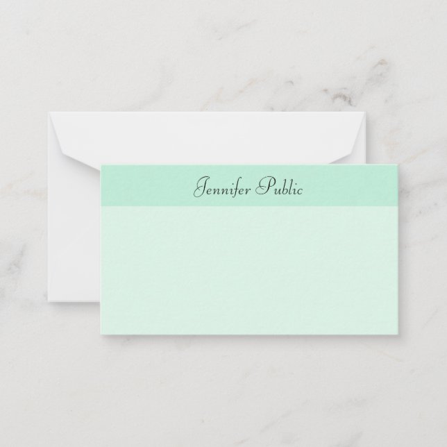 Modern Mint Green Template Handwritten Script Name (Front)