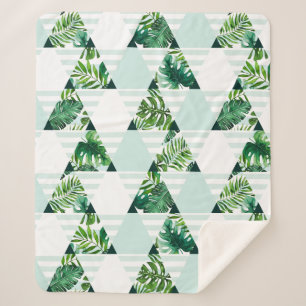 Modern Mint Green Tropical Triangles Geometric Sherpa Blanket