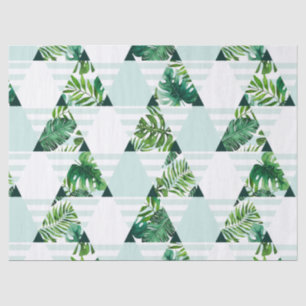 Modern Mint Green Tropical Triangles Pattern  Tissue Paper