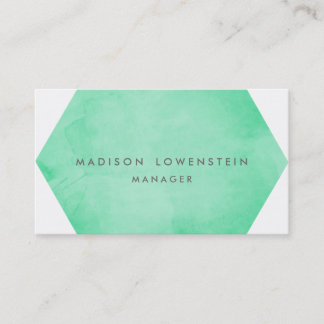 Modern Mint Green Watercolor Bright Chic Business Card