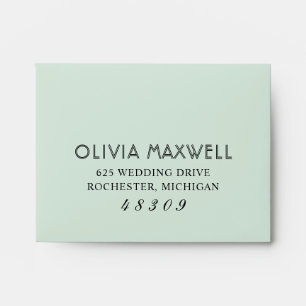 Modern Mint Green Wedding RSVP Envelope