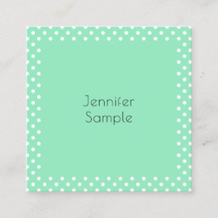 Modern Mint Green White Dotted Elegant Template Square Business Card
