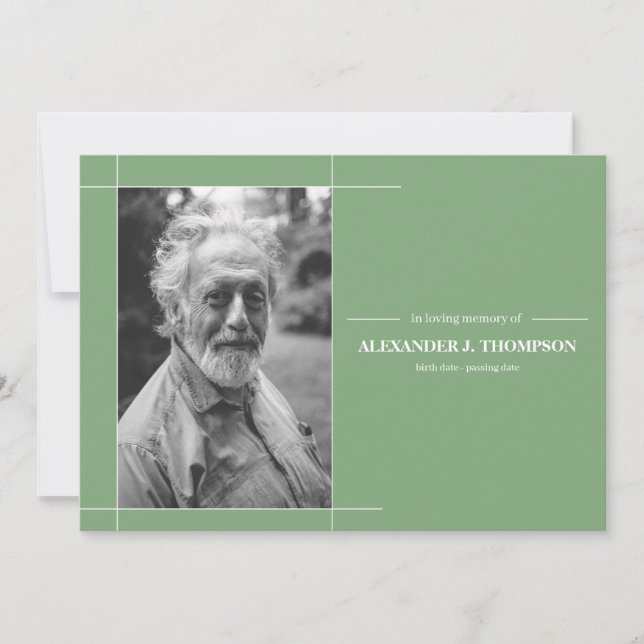 Modern Mint Green & White In Loving Memory Funeral Thank You Card (Front)