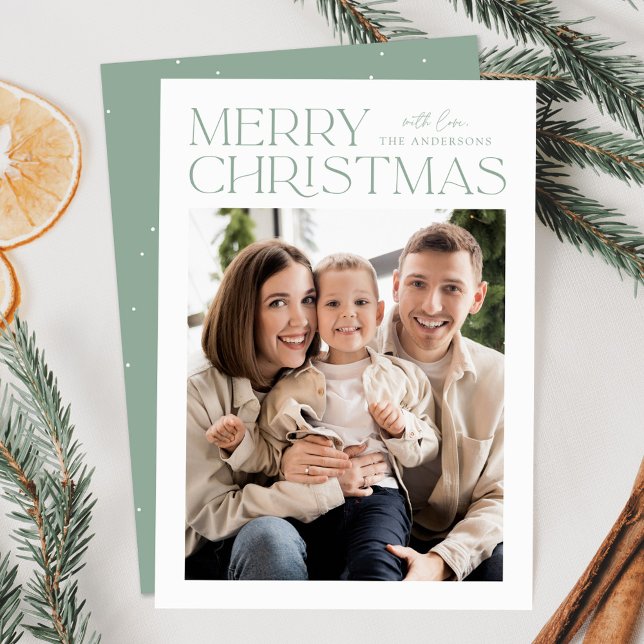 Modern Mint Merry Christmas Photo Holiday Card (Creator Uploaded)