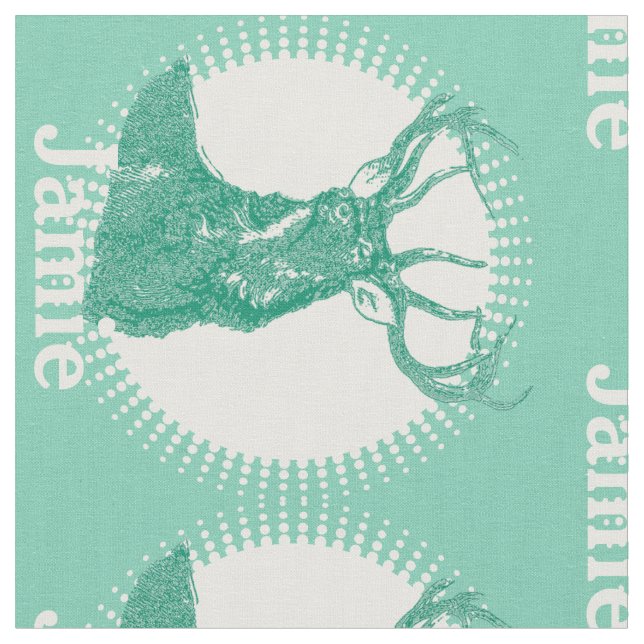 Modern Mint Personalized Deer Fabric (Close Up)