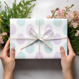 Modern Mint & Purple Pastel Eggs Pattern   Easter  Wrapping Paper