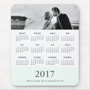 Modern Mint Stripe 2017 Calendar and Photo Mouse Pad