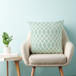 Modern Mint Trellis Framework Pattern Throw Pillow