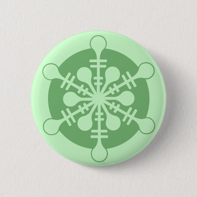 Modern Minty Green Christmas Snowflake 2 Inch Round Button (Front)