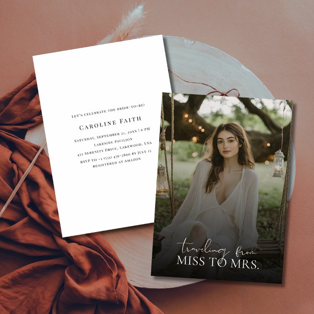 Modern Miss To Mrs Overlay Photo Bridal Shower Invitation (Creator Uploaded)