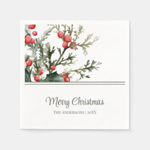 Modern Mistletoe Merry Christmas Napkin