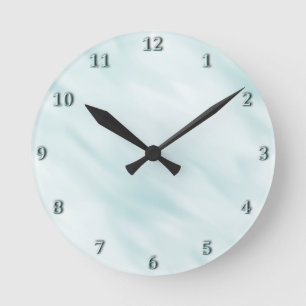 Modern Misty Blue Pastel Bath Set Round Clock