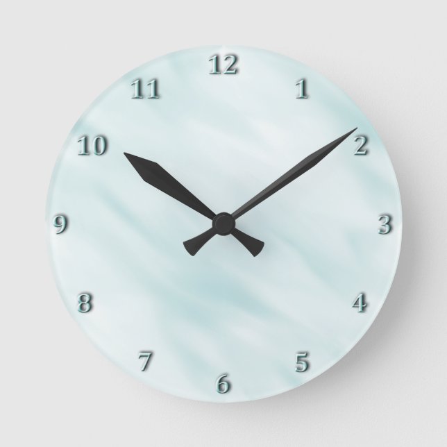 Modern Misty Blue Pastel Bath Set Round Clock (Front)