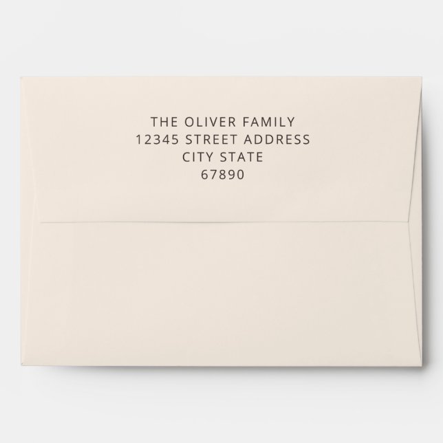 Modern Mitzvah Cream Brown Matching Return Address Envelope (Back (Top Flap))