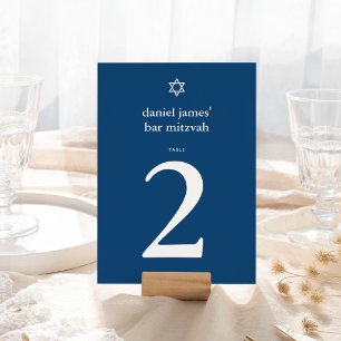 Modern Mitzvah Navy Blue Large Table Number Card