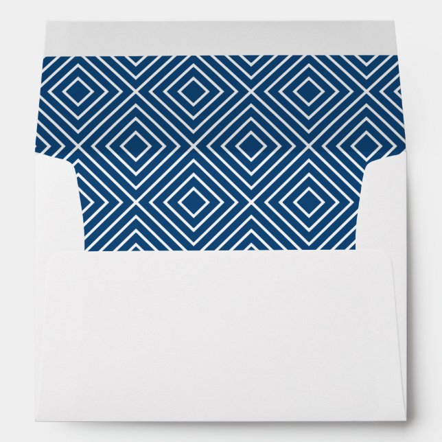 Modern Mitzvah Printed Return Address Blue Pattern Envelope (Back (Bottom))