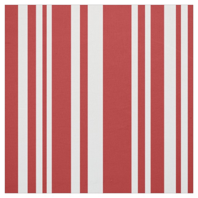 Modern Mixed Red and White Stripes Fabric (Swatch)