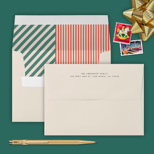 Modern Mixed Stripes Christmas Holiday Envelope