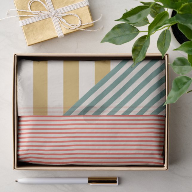 Modern Mixed Stripes Christmas Holiday Tissue Paper (Gift)