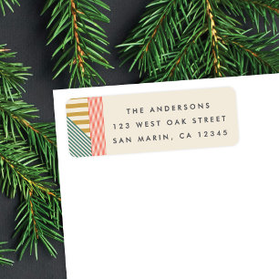 Modern Mixed Stripes Holiday Return Address