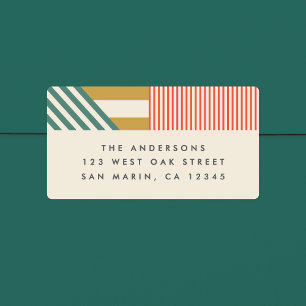 Modern Mixed Stripes Holiday Return Address Label