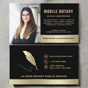 Modern Mobile Notary Photo QR Code  Business Card