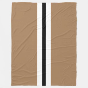 Modern Mocha Brown Black White Racing Stripes Fleece Blanket