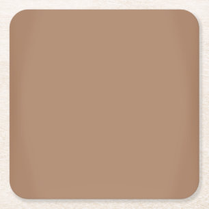 Modern Mocha Brown Customizable Square Paper Coaster