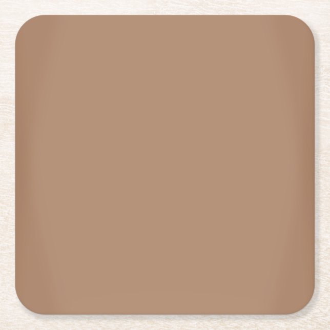 Modern Mocha Brown Customizable Square Paper Coaster (Front)