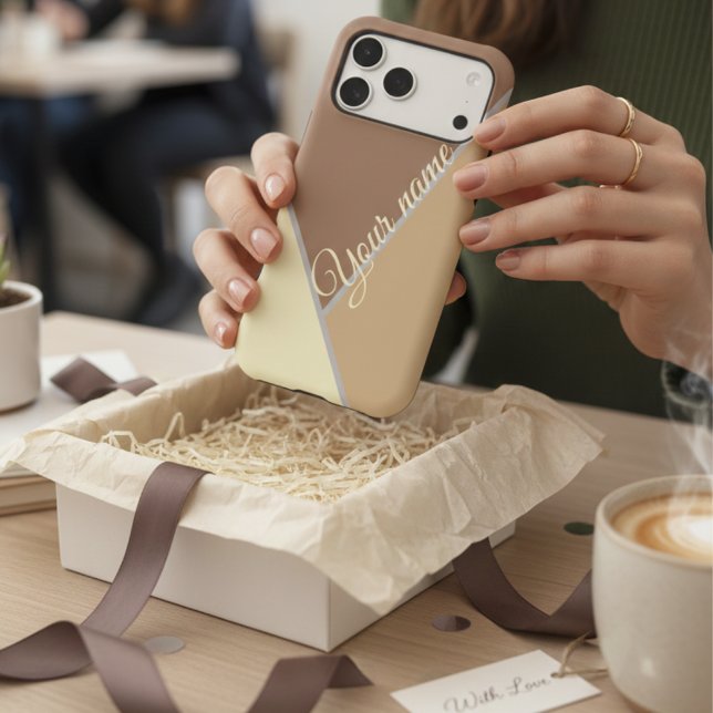 Modern Mocha Brown Geometric Color Block Custom (Créateur téléchargé)