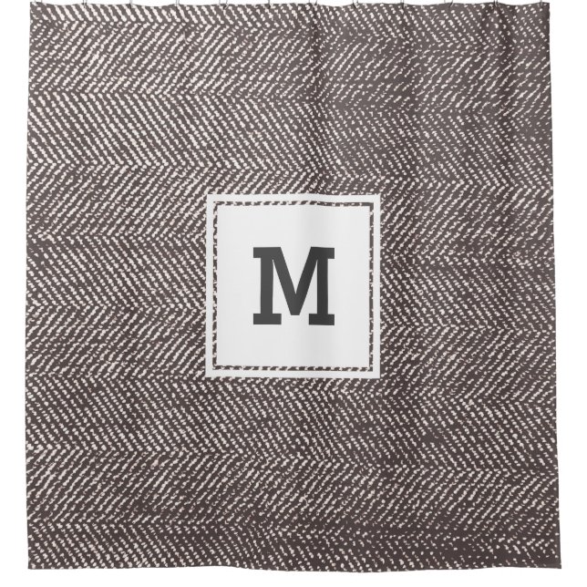 Modern Mocha Brown Herringbone Monogram (Front)