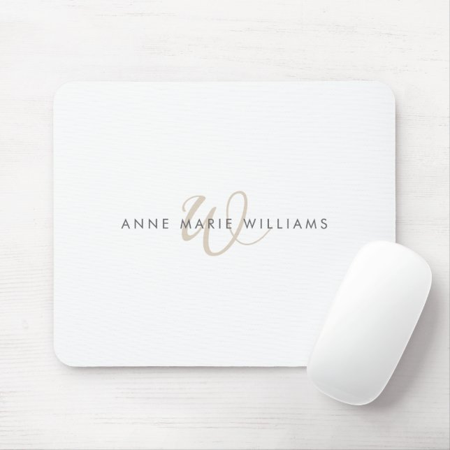 Modern Mocha Brown Script Monogram  Mouse Pad (With Mouse)