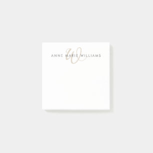Modern Mocha Brown Script Monogram Post-it Notes