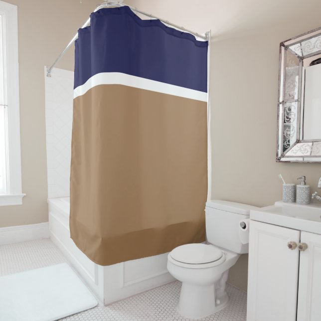Modern Mocha Brown White Navy Blue Colour Block (In Situ)